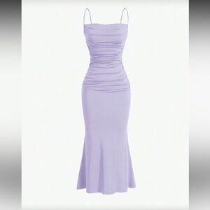 SHEIN Lavender Ruched Midi Dress